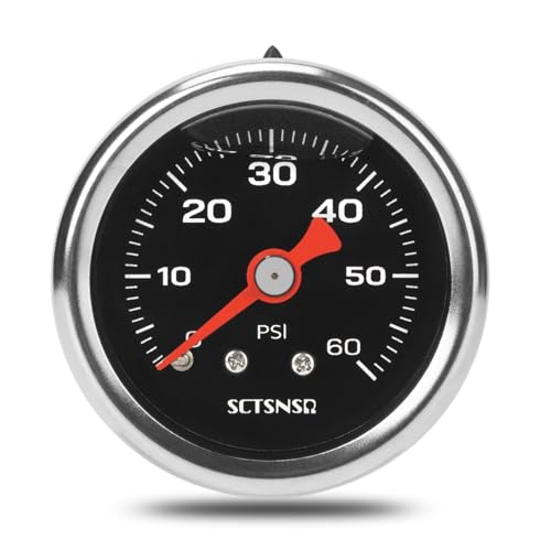 0-60 Psi Fuel Pressure Gauge, 1/8" NPT Back Mount, Black Dial - size: 0-60 Psi, style: Back Mount (Black Dial)