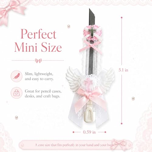 Cute Box Opener Cutter, Package Opener, Small Plastic Box Cutter Retractable, Snap off Utility Paper Exacto Knife, Kawaii Desk Office Home Aesthetic Accessories Essentials, Stationery Craft Supplies - color: White
