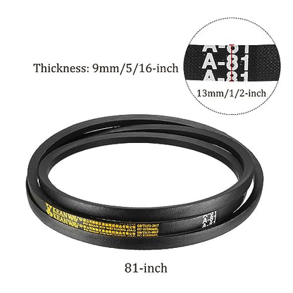 A-81 Drive V-Belt - [81-inch Inside Circumference] A-Section Rubber Drive Belt Wrapped for Transmission Use - size: A-81
