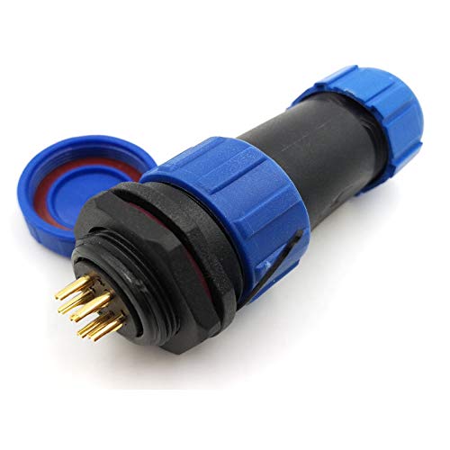 SP21 2Pin-12Pin Panel Mount Waterproof Connector Cable Glands Cap IP67,Bulkhead Connector Plug and Socket (6Pin) - size: 6Pin