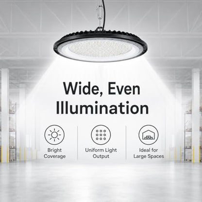 200W UFO LED High Bay Light for Workshop, 2-Pack
