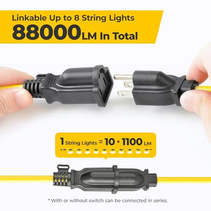 3Prong 100FT 100W LED String Lights, Temporary Work Lighting - size: 100FT-3Prong