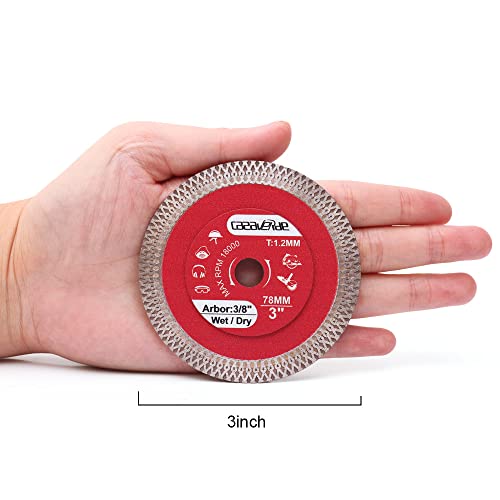 Casaverde 2 Pcs/Lot 3Inch 78mm Diamond Porcelain Saw Blades Tile Blade with 3/8" Arbor for Cutting Ceramic Tile,Stone Tile - size: 78mm