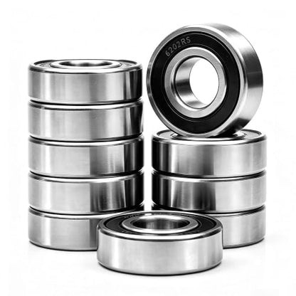 10 PCS 6202-2RS Deep-Groove Ball Bearings, 15x35x11mm-Double Seal Bearings - size: 6202-2RS