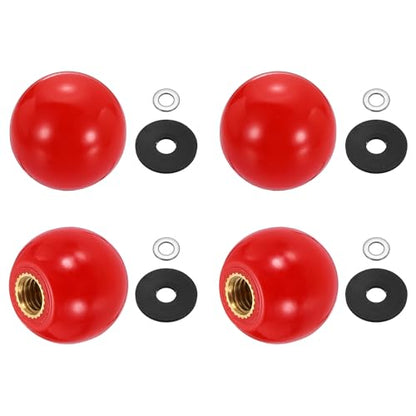 uxcell 4Pcs Threaded Ball Knobs, M8 x 25mm Phenolic Plastic Thread Ball Handles Balls Nuts Knob Caps Nut Balls with Threaded Insert for Machine Lever Handle DIY Project, Red - color: Red, size: M8 x 25mm