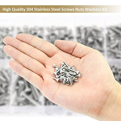 562 Pieces M3 x 4/6 /8/10 /12/16 /20mm Hex Socket Head Cap Screws Nuts Washers Assortment Kit, 304 Stainless Steel, Fully Machine Thread - size: M3, style: Socket Head