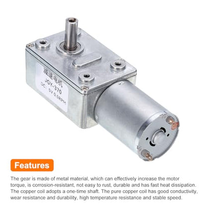 MECCANIXITY DC 5V High Torque Turbine Worm Geared Motor w/ 6mm Shaft 0.5RPM