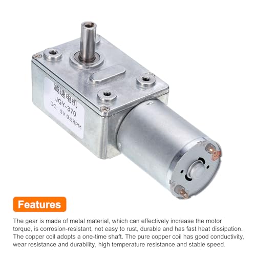 MECCANIXITY DC 5V High Torque Turbine Worm Geared Motor w/ 6mm Shaft 0.5RPM