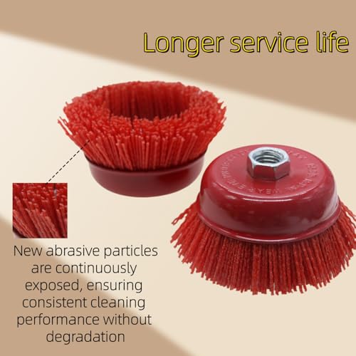 4" Abrasive Filament Nylon Bristle Cup Brush for Removing Rust Corrosion Paint, 5/8"-11 Thread,1PC