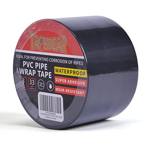 TAPEBEAR Corrosion Protection Pipe Tape Drain Pipe Wrap Tape 3" x 33Yard - size: 3inch x 33yard
