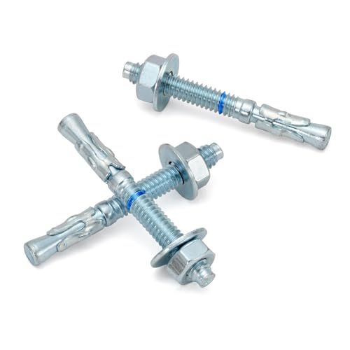 1/4" x 2-1/4" Concrete Anchors (50 Pack) 1/4 inch Wedge Anchors Bolts Zinc Plated - size: 1/4"x2-1/4"