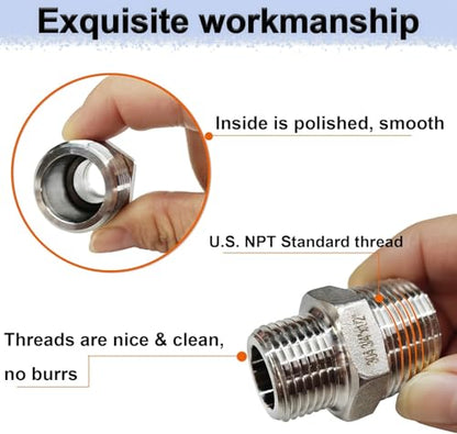 2pcs 1/2" x 1/4" NPT Male Pipe Fitting Reducer Nipple Adapter - color: 1/2"x 1/4"MNPT