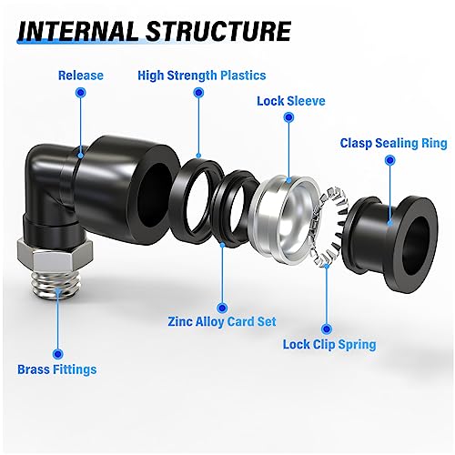 TAILONZ 4mm x M6 Push to Connect Elbow Fitting 10Pcs - size: 4mm OD M6