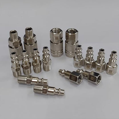 Cosmostar 16-Piece Air Hose Fittings Set | 1/4" NPT Quick Connect Air Coupler & Plug Kit | Industrial Swivel Air Tool Fittings & Compressor Accessories | Universal Auto Shop Air Compressor Adapter