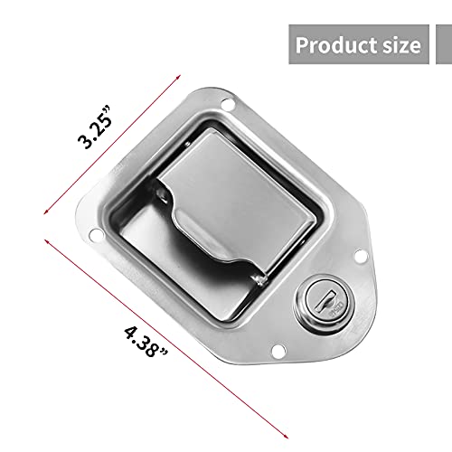 VIKKSAER Trailer Paddle Door Latch Handle Tool Box Lock Steel + Key 3/8'' x 3-1/4'' for Trailer Door RV Camper Truck Bed Toolboxes