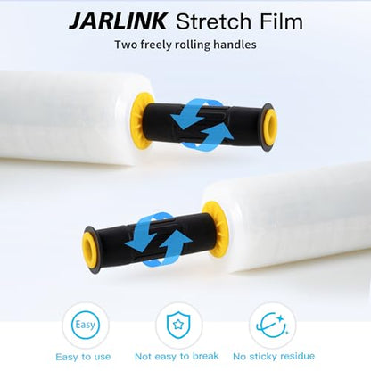 JARLINK Stretch Film, 15" x 1000' Shrink Pallet Wrap W/Handles, 60 Gauge - size: 2 Pack, style: Yellow Handles