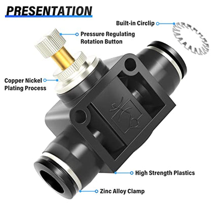TAILONZ 8mm OD SCF-8 Air Flow Control Valve Push-to-Connect Fitting 5PCS - size: 8mm/Black/5PCS