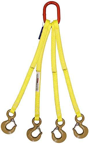 Two Ply Four Leg 1" x 20' Oblong-to-Hook Nylon Bridle Sling | EE2-801 | 1" Trade Size Alloy Master Link | 12,000 Lb. Vertical Capacity | Hanes Supply (HSI) Heavy Duty Rigging Equipment - size: 20-Foot Length