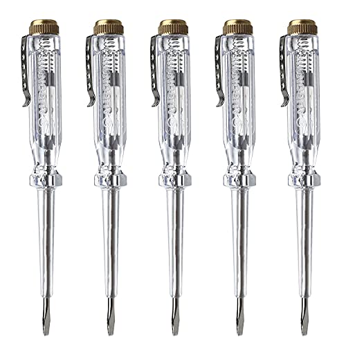 5Pcs Voltage Tester Screwdriver, AC/DC 100-500V Circuit Tester Pen - color: Transparent, size: 5Pcs