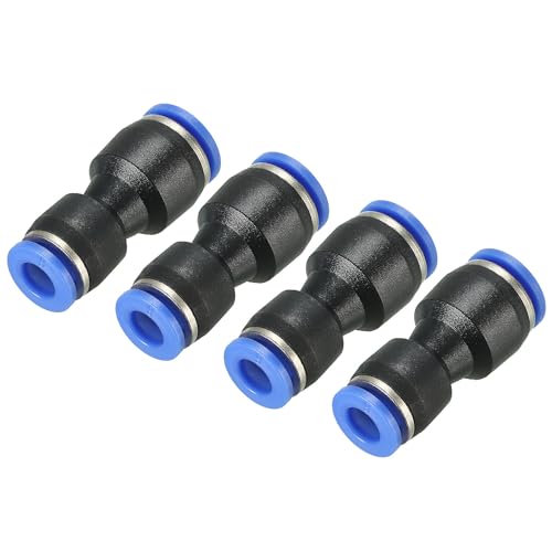uxcell Push to Connector Fitting, 8mm to 6mm Tube OD Quick Connect Air Line Hose Pipe Fitting Straight Pneumatic Connector, Black 4Pcs - size: 8mm x 6mm