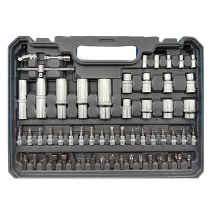 108 Pcs 72-Tooth Ratchet Socket Set, 1/2" & 1/4" Drive Set
