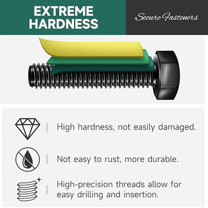 1/4-20 x 2 Hex Head Bolts Screws with Nuts, Flat & Lock Washers, 304 Stainless Steel Bolts and Nuts External Hex Drive Black Oxided 1/4 Bolt (10Sets) - color: Black, size: 1/4 x 2"