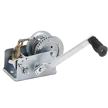 Hand Winch Boat Trailer Winch 2500lbs Heavy Duty Hook with 33ft Steel Cable, Two Way Ratchet Manual Operated Winch for Trailers ATV UTV Boat Marine - size: 2500lb with 33ft Steel Cable
