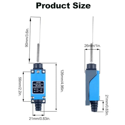 Momentary Limit Switch Travel Switch,omnidirectional Thin Lever Spring Rod,NO and NC self-resetting momentary switches (4pcs) - style: ME-8169