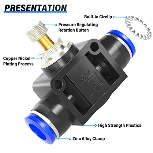 TAILONZ 6mm OD SCF-6 Air Flow Control Valve Push-to-Connect Fitting 1PCS - size: 6mm/Blue/1PCS