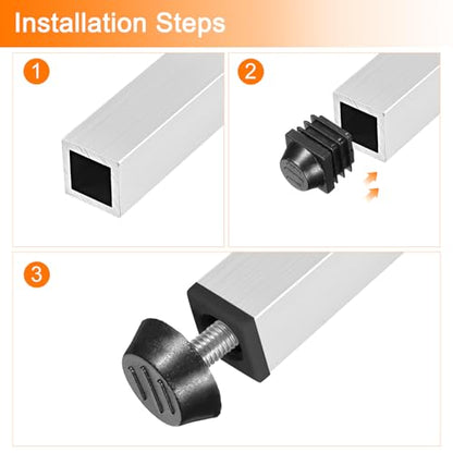 uxcell 4 Set Leveling Feet, 20x50mm Plastic Adjustable Furniture Leg Leveling Rectangle Tube Insert Screw-in Glide Levelers Fit Hole 20mm for Table Chair Furniture, Black - size: 20x50mm
