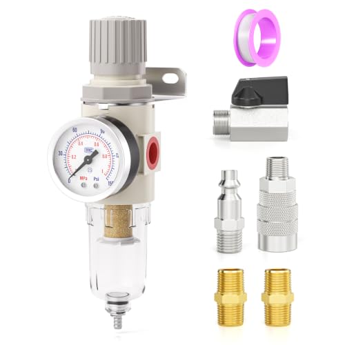 TAILONZ 1/4"NPT Pneumatic Pressure Regulator AFR2000 with Gauge,White - color: White, size: Regulation + Filtration