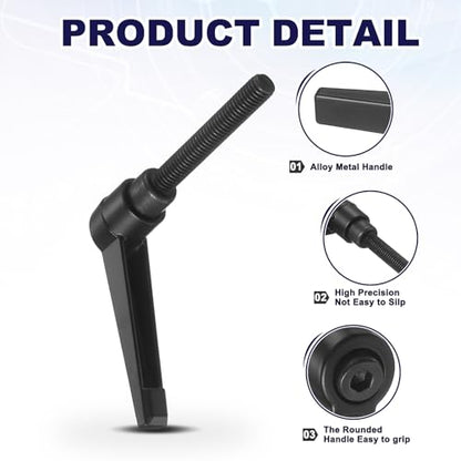 uxcell 4Pcs Adjustable Clamping Lever Handles, M8x50mm Zinc Alloy Male Thread Stud Knobs with Nuts Quick Release Bolt Rotating Screw Handles for Lathes Woodworking, Black - size: M8x50mm
