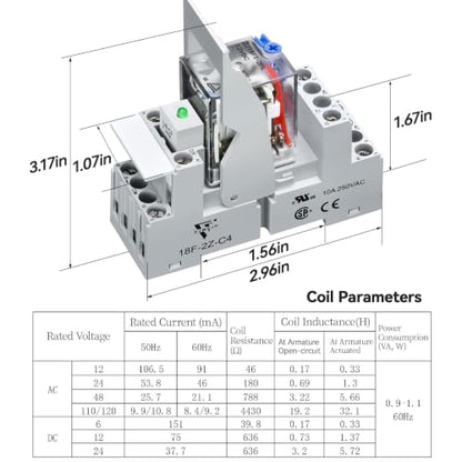 Electromagnetic Power Relay10 Amp Din Rail 24V DC 8-Pin, DPDT 2-Ways with Test Button, Socket Base, DIN Rail, LED Moudle - size: DC 24V, style: 8Pin-10A-1Pcs