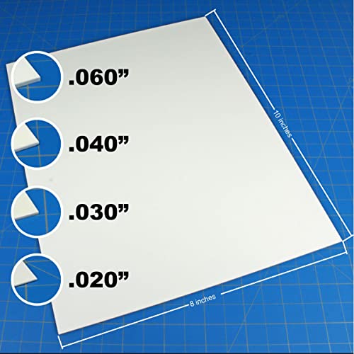 LITKO Plasticard Styrene Sheets | Variety Thickness Pack | White | 8x10 - size: Variety