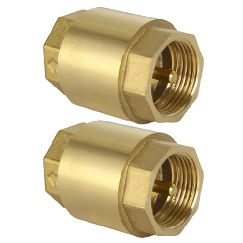 2Pcs Brass Spring Check Valve, 3/4" FNPT Inline One Way Non Return - size: 3/4"NPT