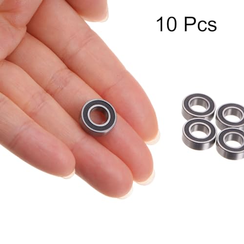 uxcell 10pcs MR126-2RS Miniature Deep Groove Ball Bearings 6x12x4mm Rubber Sealed Bearings for TRX4 1/10 RC Cars Trucks, 3D Printer, P6 (ABEC 3) - color: Black, size: 6x12x4mm