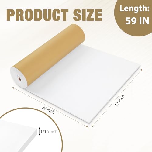 LSGCQ Sponge Neoprene Foam Padding Self Adhesive Foam Sheets, White - color: White, size: 12" Wide x 1/16" Thick x 59" Long