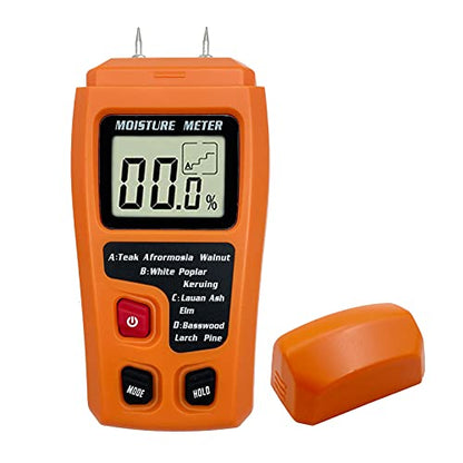 Digital Wood Moisture Meter Wood Humidity Tester Hygrometer Timber Damp Detector Large LCD Display (Orange) - color: Orange