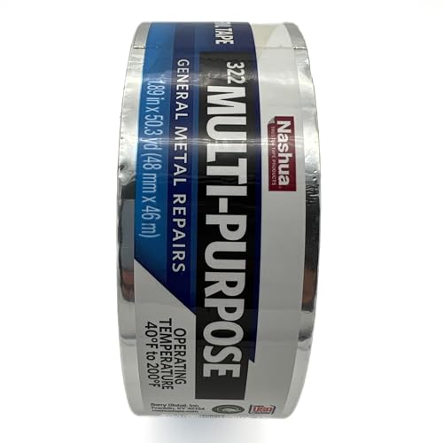 Nashua 322 HVAC Multi-Purpose Foil Tape, 46m Length, 48 mm Width, Aluminum - size: Large