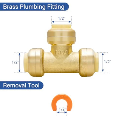 MEASUREMAN Push to Connect Pressure Gauge 0-200Psi Stainless Steel Vibration Proof, 2" Dial Size, with 1/2 Inch Push Fit Plumbing Tee - size: 1/2 Inch Push Fit Plumbing Tee