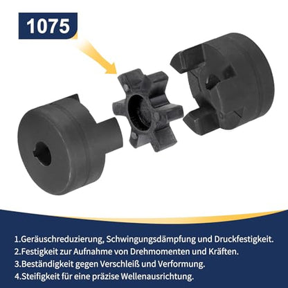 uxcell 5/8" to 7/8" L075 Flexible 3-Piece L-Jaw Coupling Coupler Set & Buna-N NBR Rubber Spider for Log Splitter Hybrid Equipment - size: 5/8" to 7/8"