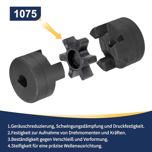 uxcell 1/2" to 3/8" L075 Flexible 3-Piece L-Jaw Coupling Coupler Set - size: 1/2" to 3/8"