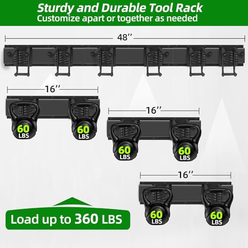 PIYILO 48 in Garage Tool Organizer Wall Mount, Adjustable Tool Storage Rack - size: 48 inch Double-Layer 6-Hook