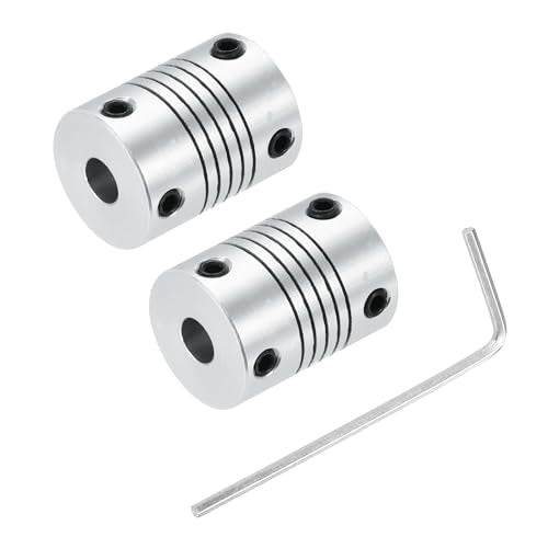 uxcell 2Pcs 6.35mm to 6.35mm Aluminum Alloy Shaft Coupling L25xD19 Flexible Coupler Beam for 3D Printer CNC Machine DIY Encoders and Motors Shaft,Silver - size: 6.35mm to 6.35mm