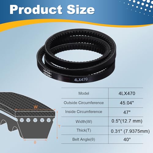 uxcell 4L470 Rubber V-Belt 47" Outer Circ x 0.5" Width x 0.31" Thick - size: 4LX470
