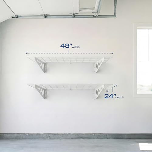 MonsterRax 24x48 White Garage Wall Shelf 2-Pack, 500lb, White - color: White, size: 24"x48"