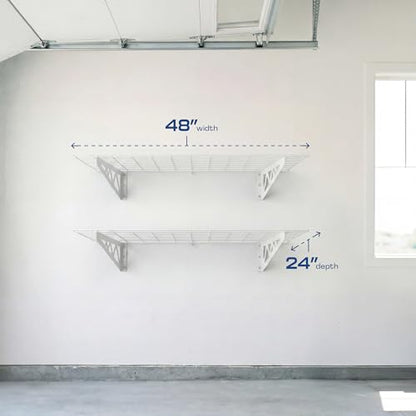 MonsterRax 24x48 White Garage Wall Shelf 2-Pack, 500lb, White - color: White, size: 24"x48"