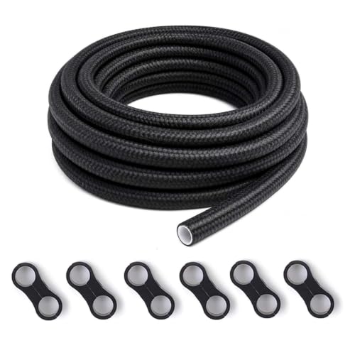 6AN PTFE E85 Fuel Line Hose 20FT With 6PCS Hose Separator Clamp - color: 20FT+Clamp, size: AN6