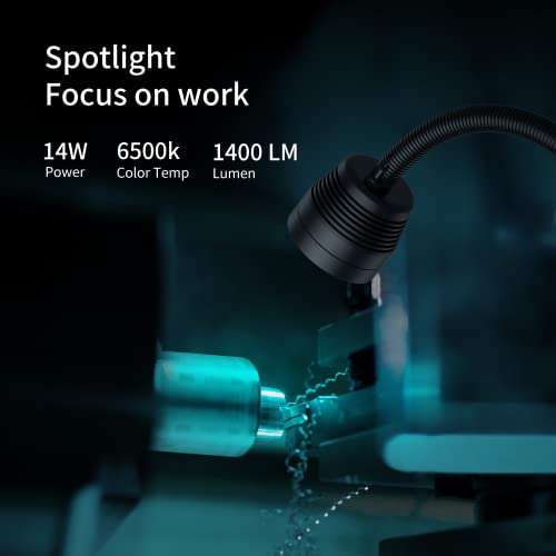 Magnetic Light, 14W Magnetic Lathe Lights, IP66 Waterproof Led Machine Lights 1400 Lumens for Lathe Lighting Milling Machine, Drill Press Lighting - color: 6T Magnetfuß