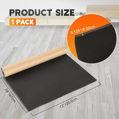 Sponge Neoprene with Adhesive Foam Rubber Sheet 1/8” x 12” x 24” - size: 1/8" Thick x 12" Wide x 24" Long